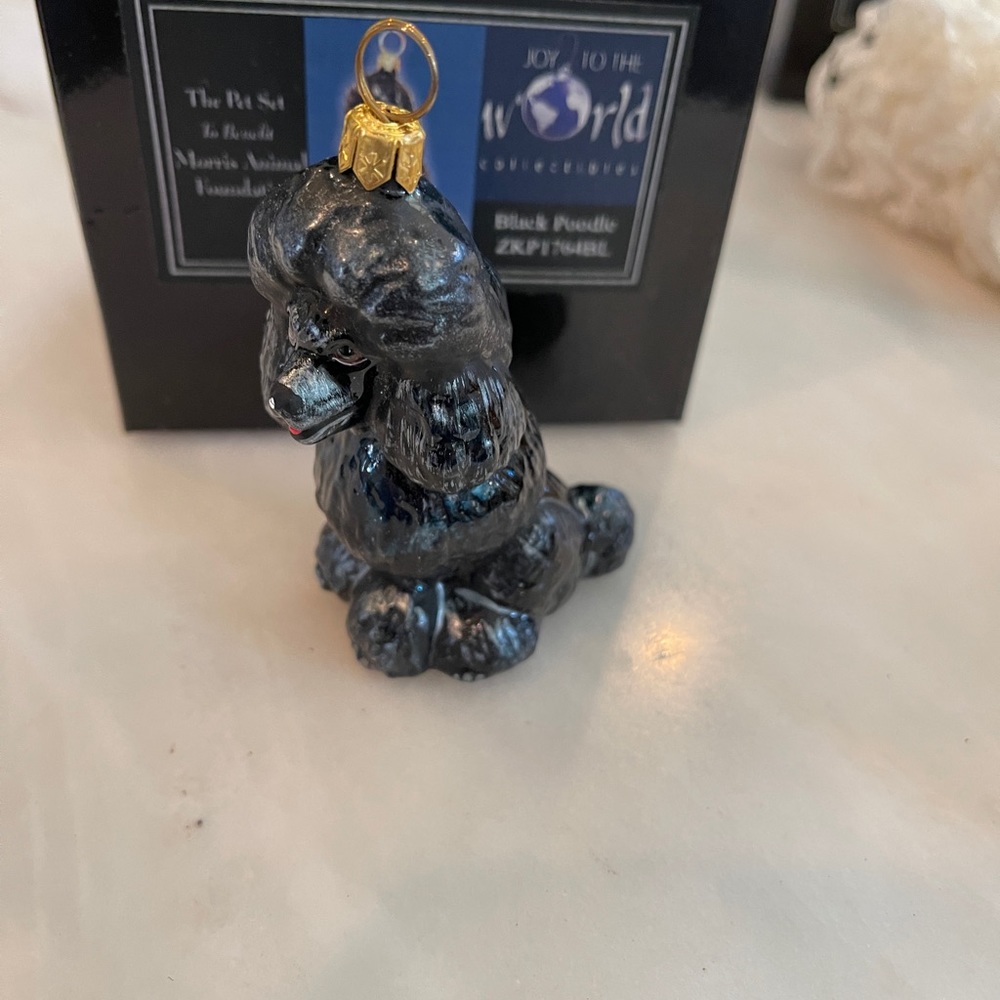 Black Poodle Hand-Blown Glass Ornament by JOY TO THE WORLD.  Made in Poland. - Picture 5 of 7